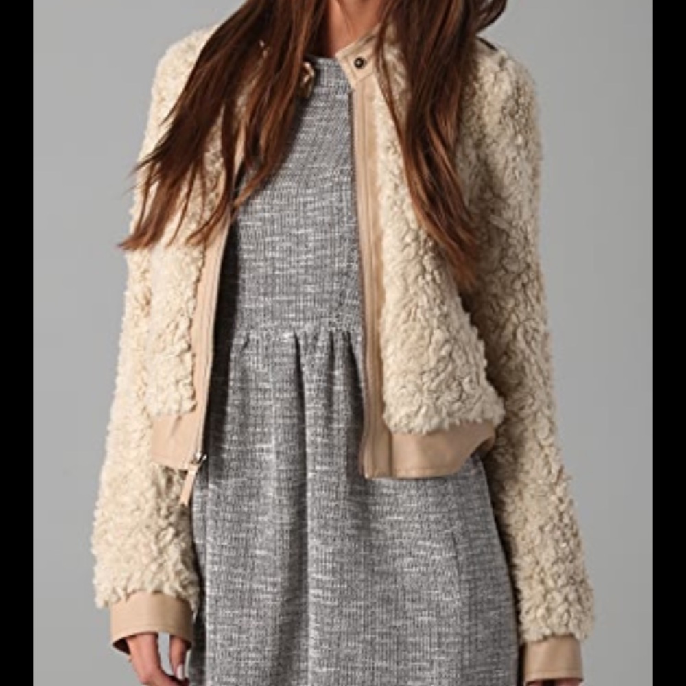 NWT Rebecca Taylor faux fur bomber jacket